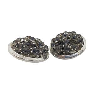 Vintage Earrings Smokey Topaz Rhinestone Domed Cluster Silver Tone Clip On